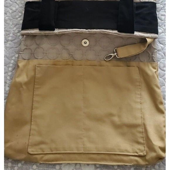 Varu Stella Purse Black Tan Shoulder Bag Key holder Pockets Cloth Handbag EUC - Picture 5 of 6